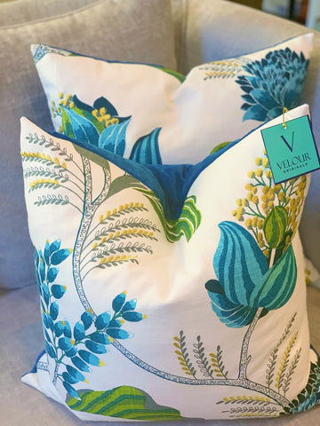 Sylvie Teal Flower Velvet Pillows