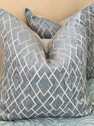 Abbey Shea Diamond Spa Teal velvet geometric pillow set