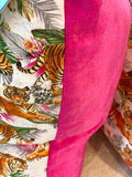 Hot Pink Fuchsia Tiger jungle velvet pillows