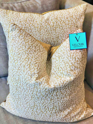 Gold and White Animal print Velvet pillows