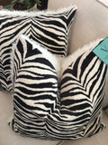 Black and White Zebra Velvet and Fur Pillow Set 22'x22"